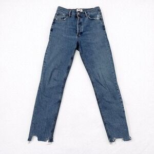 AGOLDE‎ Los Angeles Denim Jeans Distressed High Rise Raw Hem Straight Leg Womens